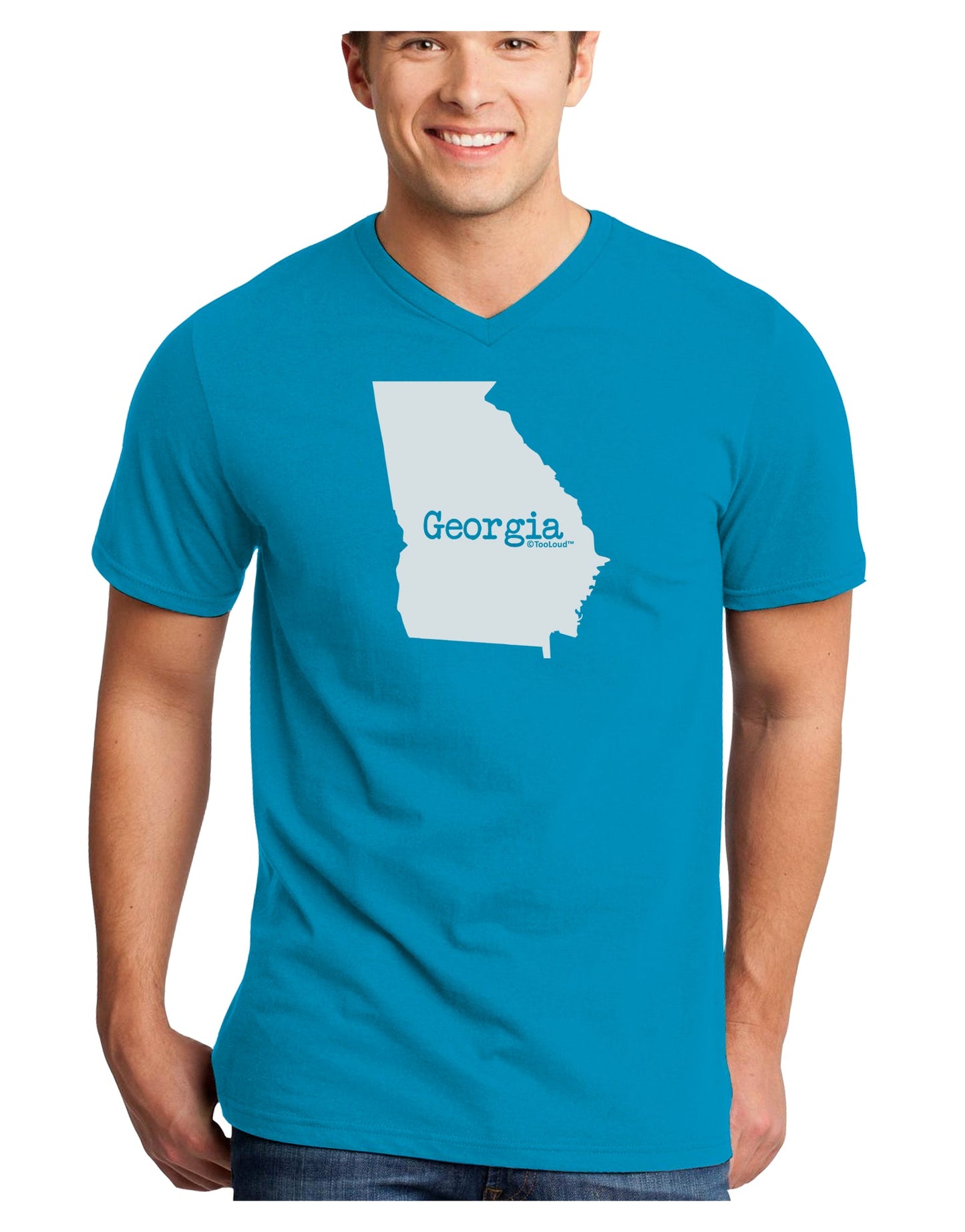 Georgia - United States Shape Adult Dark V-Neck T-Shirt by TooLoud-Mens V-Neck T-Shirt-TooLoud-Turquoise-Small-Davson Sales