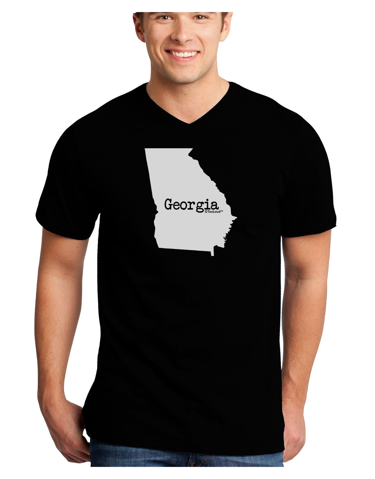 Georgia - United States Shape Adult Dark V-Neck T-Shirt by TooLoud-Mens V-Neck T-Shirt-TooLoud-Black-Small-Davson Sales