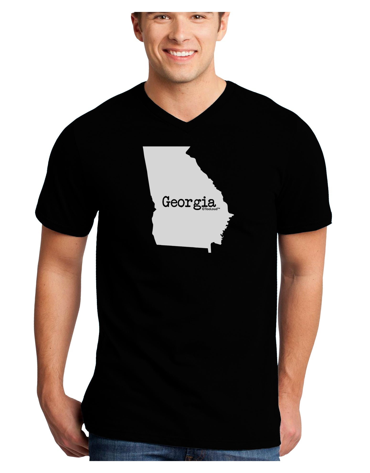 Georgia - United States Shape Adult Dark V-Neck T-Shirt by TooLoud-Mens V-Neck T-Shirt-TooLoud-Black-Small-Davson Sales