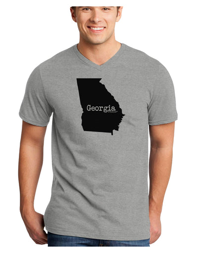 Georgia - United States Shape Adult V-Neck T-shirt by TooLoud-Mens V-Neck T-Shirt-TooLoud-HeatherGray-Small-Davson Sales