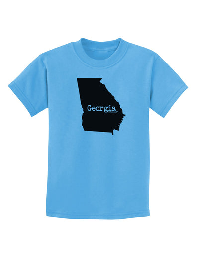 Georgia - United States Shape Childrens T-Shirt by TooLoud-Childrens T-Shirt-TooLoud-Aquatic-Blue-X-Small-Davson Sales