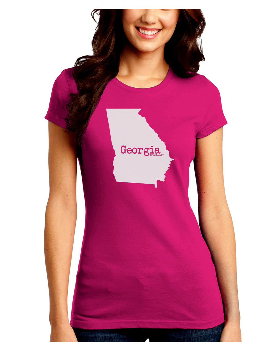 Georgia - United States Shape Juniors Crew Dark T-Shirt by TooLoud-T-Shirts Juniors Tops-TooLoud-Black-Juniors Fitted Small-Davson Sales