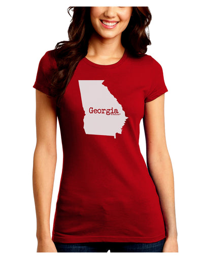 Georgia - United States Shape Juniors Crew Dark T-Shirt by TooLoud-T-Shirts Juniors Tops-TooLoud-Red-Juniors Fitted Small-Davson Sales