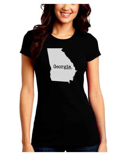 Georgia - United States Shape Juniors Crew Dark T-Shirt by TooLoud-T-Shirts Juniors Tops-TooLoud-Black-Juniors Fitted Small-Davson Sales