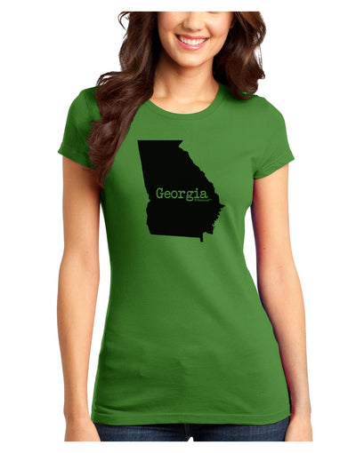 Georgia - United States Shape Juniors T-Shirt by TooLoud-Womens Juniors T-Shirt-TooLoud-Kiwi-Green-Juniors Fitted X-Small-Davson Sales