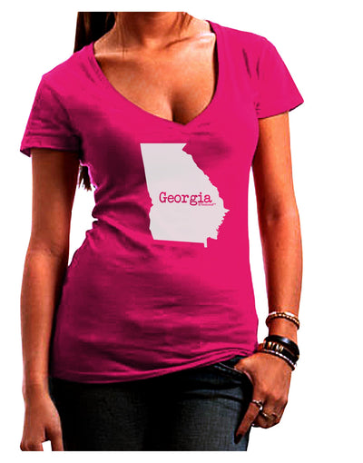 Georgia - United States Shape Juniors V-Neck Dark T-Shirt by TooLoud-Womens V-Neck T-Shirts-TooLoud-Hot-Pink-Juniors Fitted Small-Davson Sales