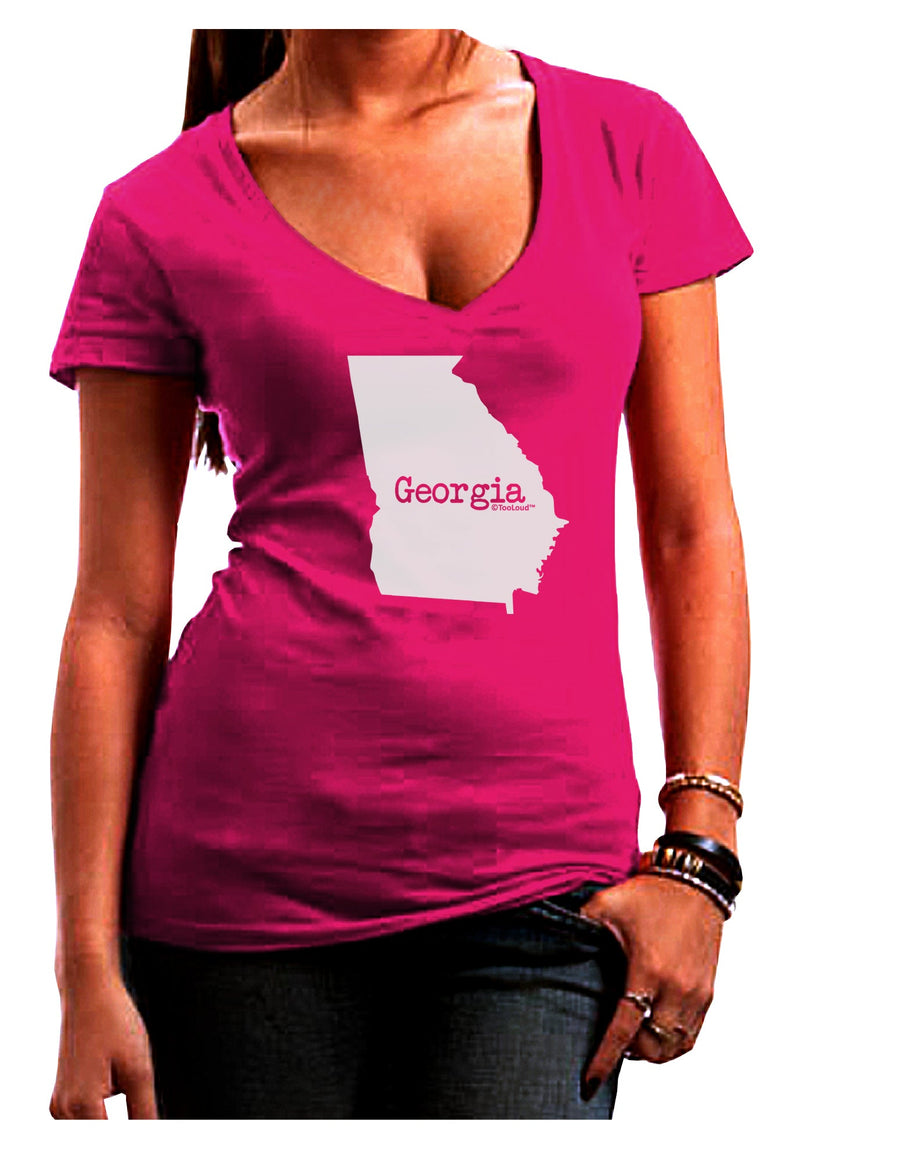 Georgia - United States Shape Juniors V-Neck Dark T-Shirt by TooLoud-Womens V-Neck T-Shirts-TooLoud-Black-Juniors Fitted Small-Davson Sales