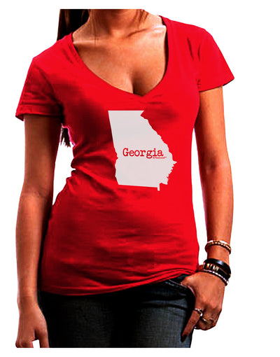 Georgia - United States Shape Juniors V-Neck Dark T-Shirt by TooLoud-Womens V-Neck T-Shirts-TooLoud-Red-Juniors Fitted Small-Davson Sales