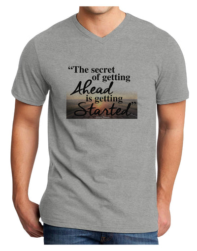 Getting Ahead Mark Twain Adult V-Neck T-shirt-Mens V-Neck T-Shirt-TooLoud-HeatherGray-Small-Davson Sales