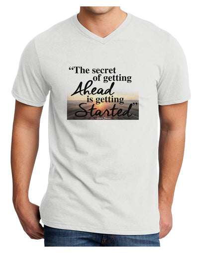 Getting Ahead Mark Twain Adult V-Neck T-shirt-Mens V-Neck T-Shirt-TooLoud-White-Small-Davson Sales