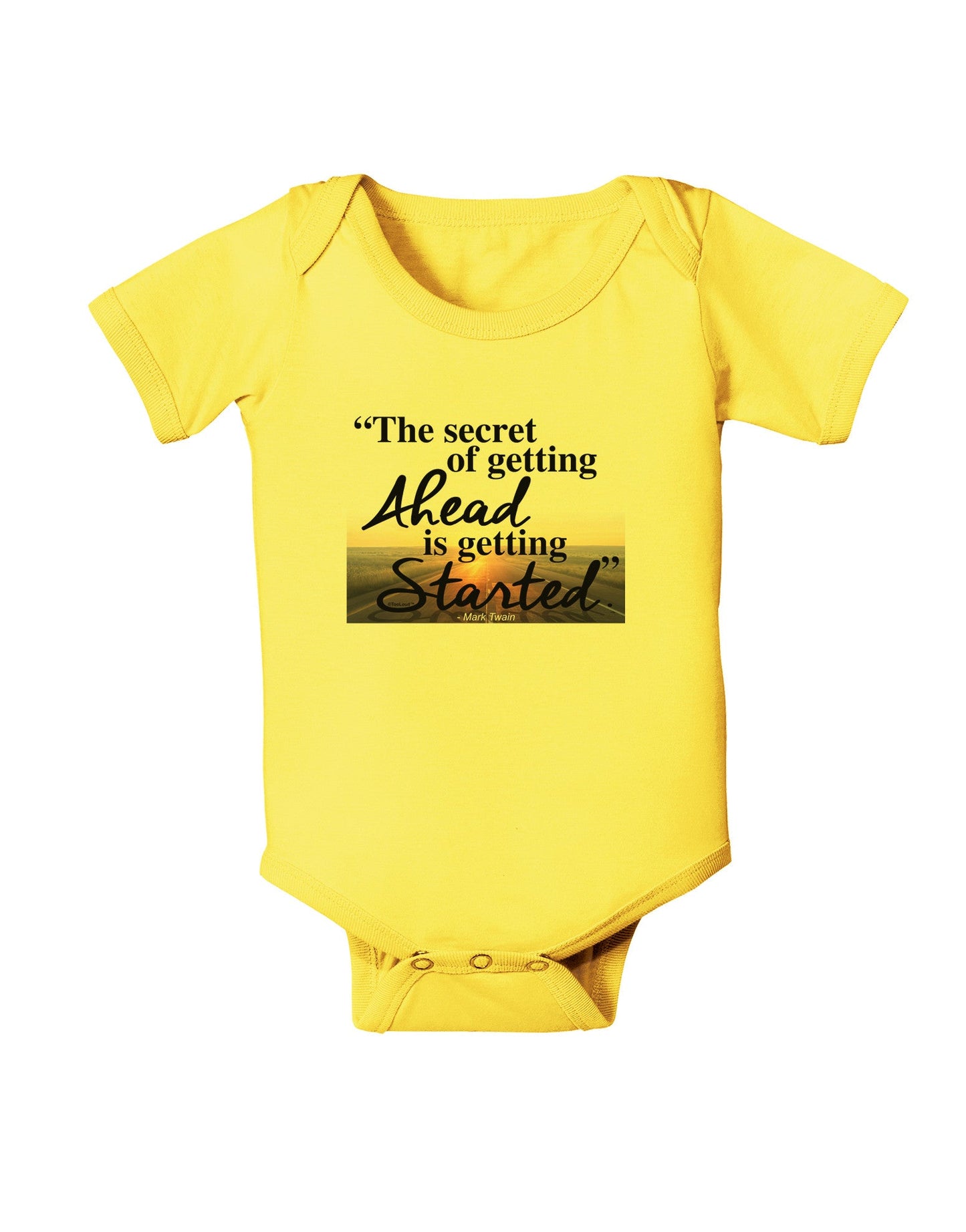 Getting Ahead Mark Twain Baby Romper Bodysuit-Baby Romper-TooLoud-Yellow-06-Months-Davson Sales