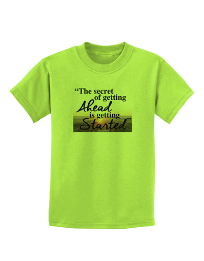 Getting Ahead Mark Twain Childrens T-Shirt-Childrens T-Shirt-TooLoud-Lime-Green-X-Small-Davson Sales