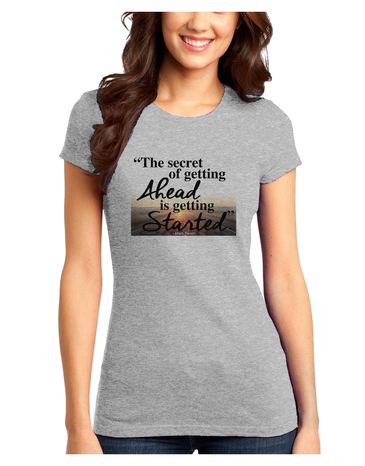 Getting Ahead Mark Twain Juniors Petite T-Shirt-T-Shirts Juniors Tops-TooLoud-Ash-Gray-Juniors Fitted X-Small-Davson Sales