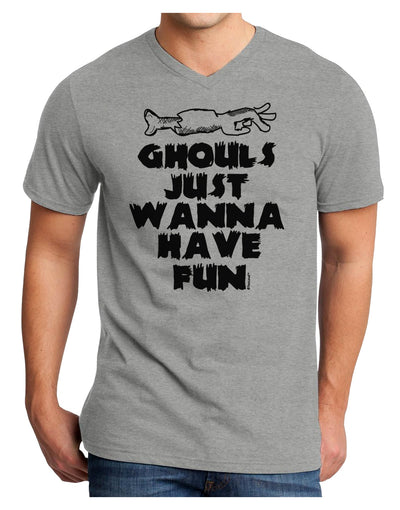 Ghouls Just Wanna Have Fun Adult V-Neck T-shirt-Mens T-Shirt-TooLoud-HeatherGray-Small-Davson Sales