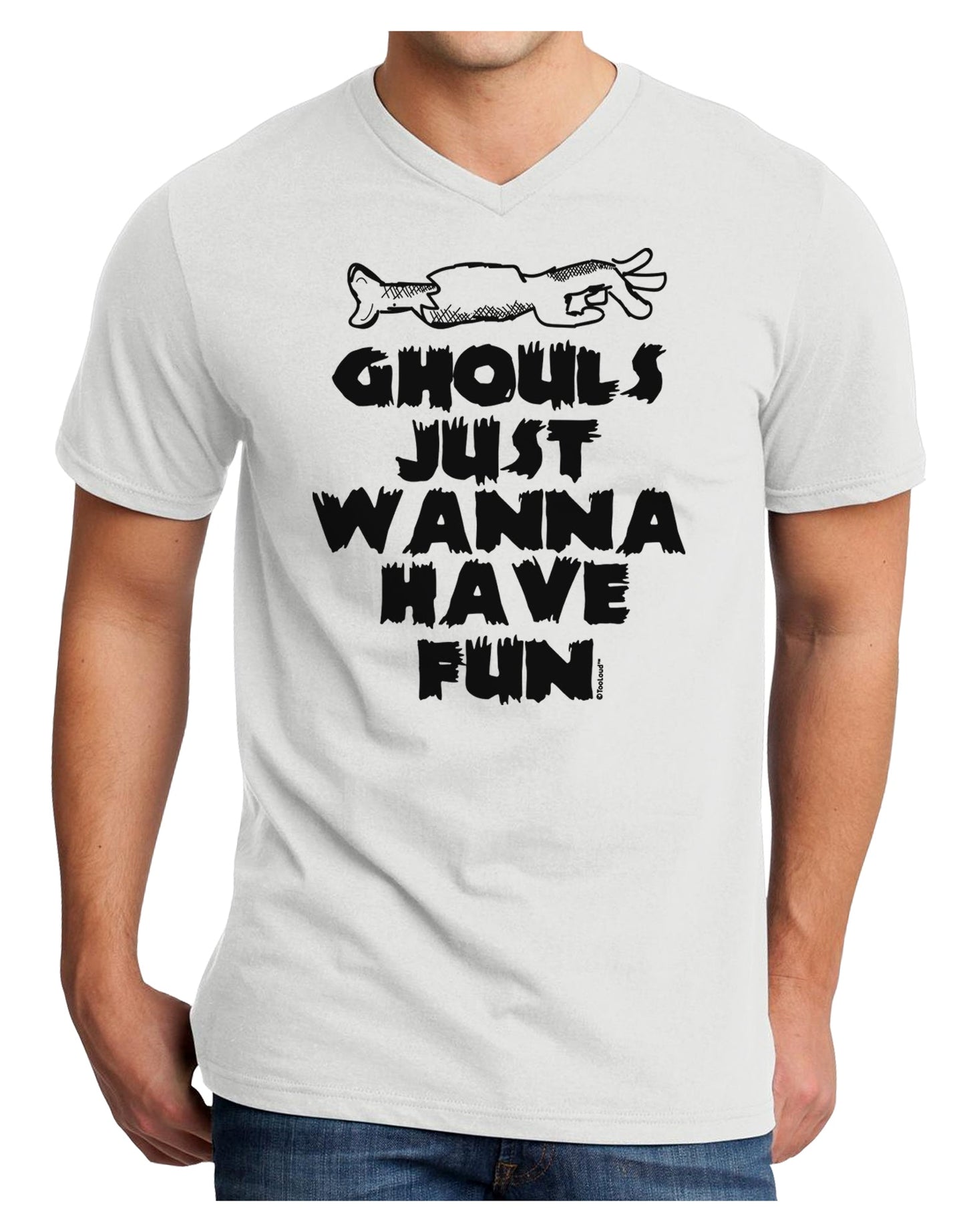 Ghouls Just Wanna Have Fun Adult V-Neck T-shirt-Mens T-Shirt-TooLoud-White-Small-Davson Sales