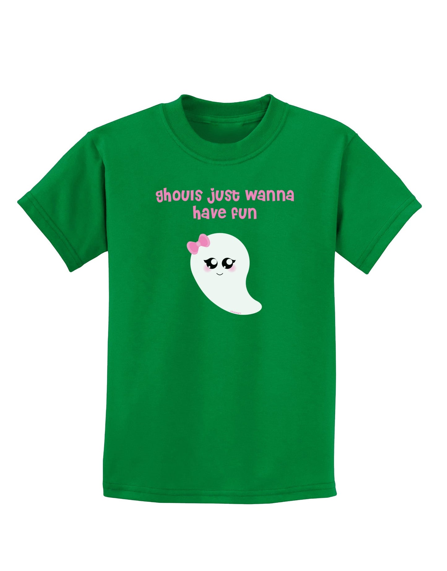 Ghouls Just Wanna Have Fun Cute Ghost - Halloween Childrens Dark T-Shirt-Childrens T-Shirt-TooLoud-Kelly-Green-X-Small-Davson Sales