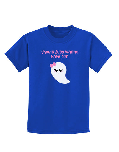 Ghouls Just Wanna Have Fun Cute Ghost - Halloween Childrens Dark T-Shirt-Childrens T-Shirt-TooLoud-Royal-Blue-X-Small-Davson Sales