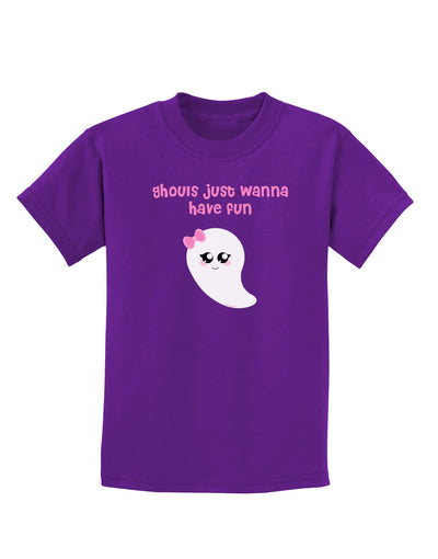 Ghouls Just Wanna Have Fun Cute Ghost - Halloween Childrens Dark T-Shirt-Childrens T-Shirt-TooLoud-Purple-X-Small-Davson Sales