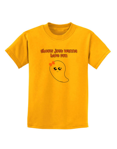 Ghouls Just Wanna Have Fun Cute Ghost - Halloween Childrens T-Shirt-Childrens T-Shirt-TooLoud-Gold-X-Small-Davson Sales