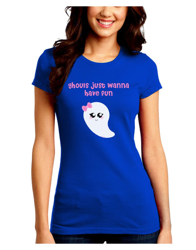 Ghouls Just Wanna Have Fun Cute Ghost - Halloween Juniors Crew Dark T-Shirt-T-Shirts Juniors Tops-TooLoud-Royal-Blue-Juniors Fitted Small-Davson Sales