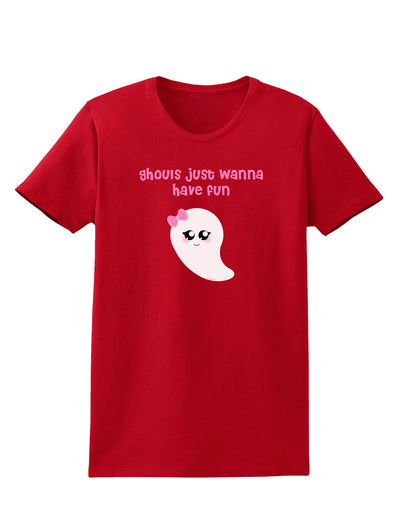 Ghouls Just Wanna Have Fun Cute Ghost - Halloween Womens Dark T-Shirt-TooLoud-Red-X-Small-Davson Sales