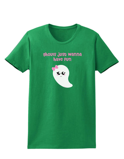 Ghouls Just Wanna Have Fun Cute Ghost - Halloween Womens Dark T-Shirt-TooLoud-Kelly-Green-X-Small-Davson Sales