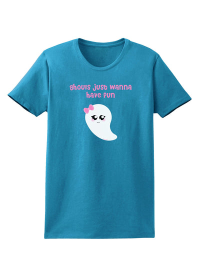 Ghouls Just Wanna Have Fun Cute Ghost - Halloween Womens Dark T-Shirt-TooLoud-Turquoise-X-Small-Davson Sales