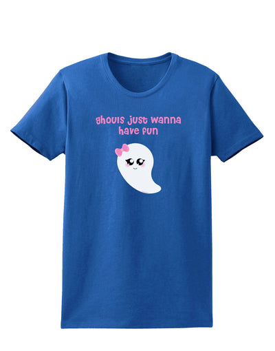 Ghouls Just Wanna Have Fun Cute Ghost - Halloween Womens Dark T-Shirt-TooLoud-Royal-Blue-X-Small-Davson Sales