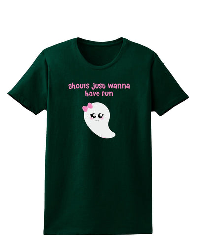 Ghouls Just Wanna Have Fun Cute Ghost - Halloween Womens Dark T-Shirt-TooLoud-Forest-Green-Small-Davson Sales