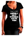 Ghouls Just Wanna Have Fun Dark Juniors Petite V-Neck Dark T-Shirt Bla