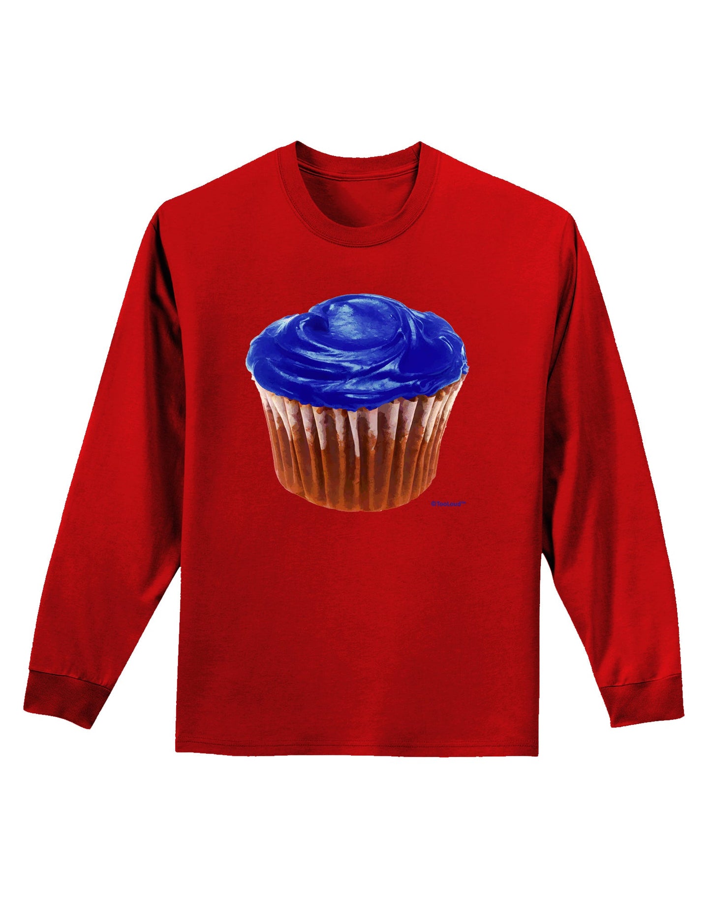 Giant Bright Blue Cupcake Adult Long Sleeve Dark T-Shirt by TooLoud-TooLoud-Red-Small-Davson Sales