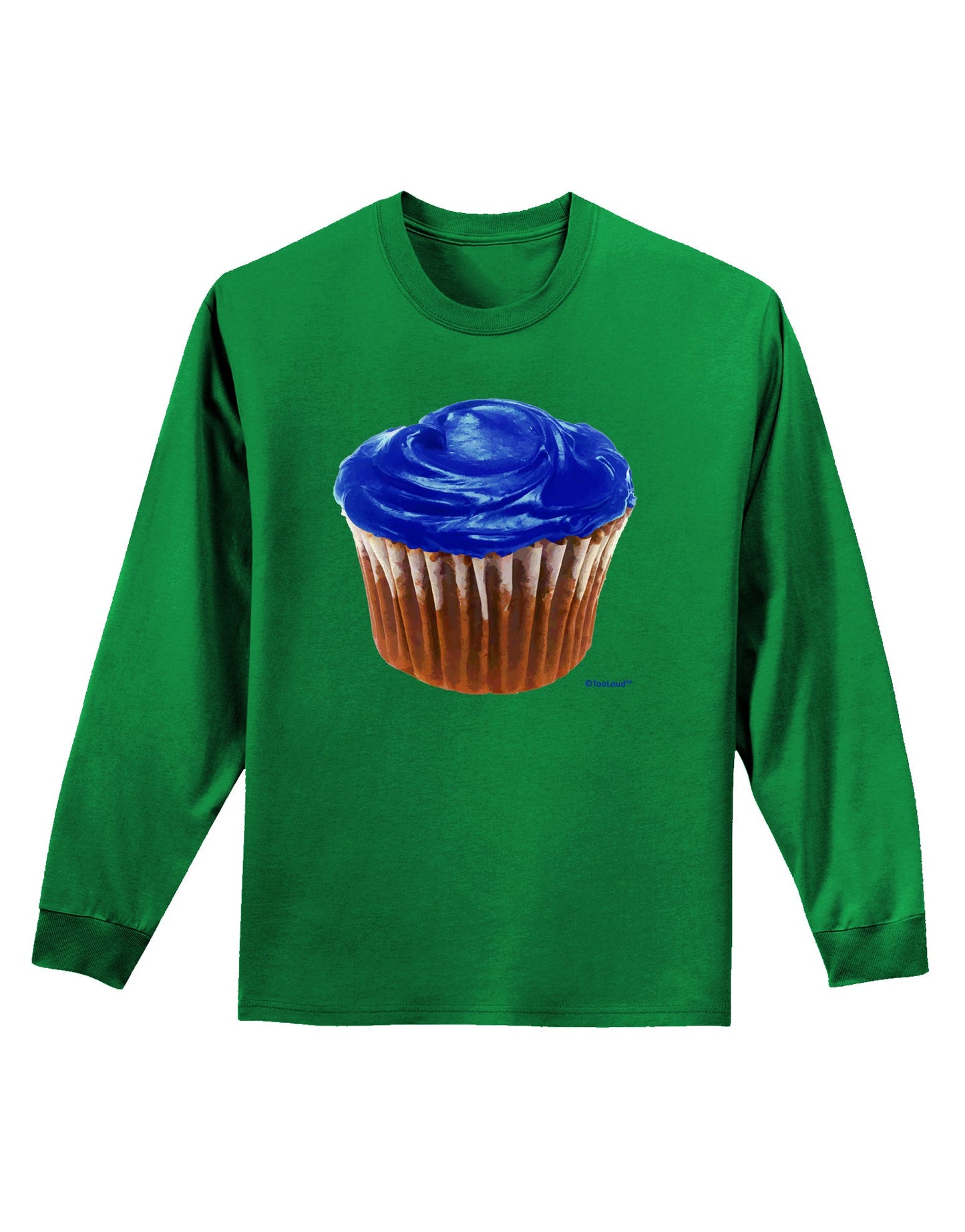 Giant Bright Blue Cupcake Adult Long Sleeve Dark T-Shirt by TooLoud-TooLoud-Kelly-Green-Small-Davson Sales