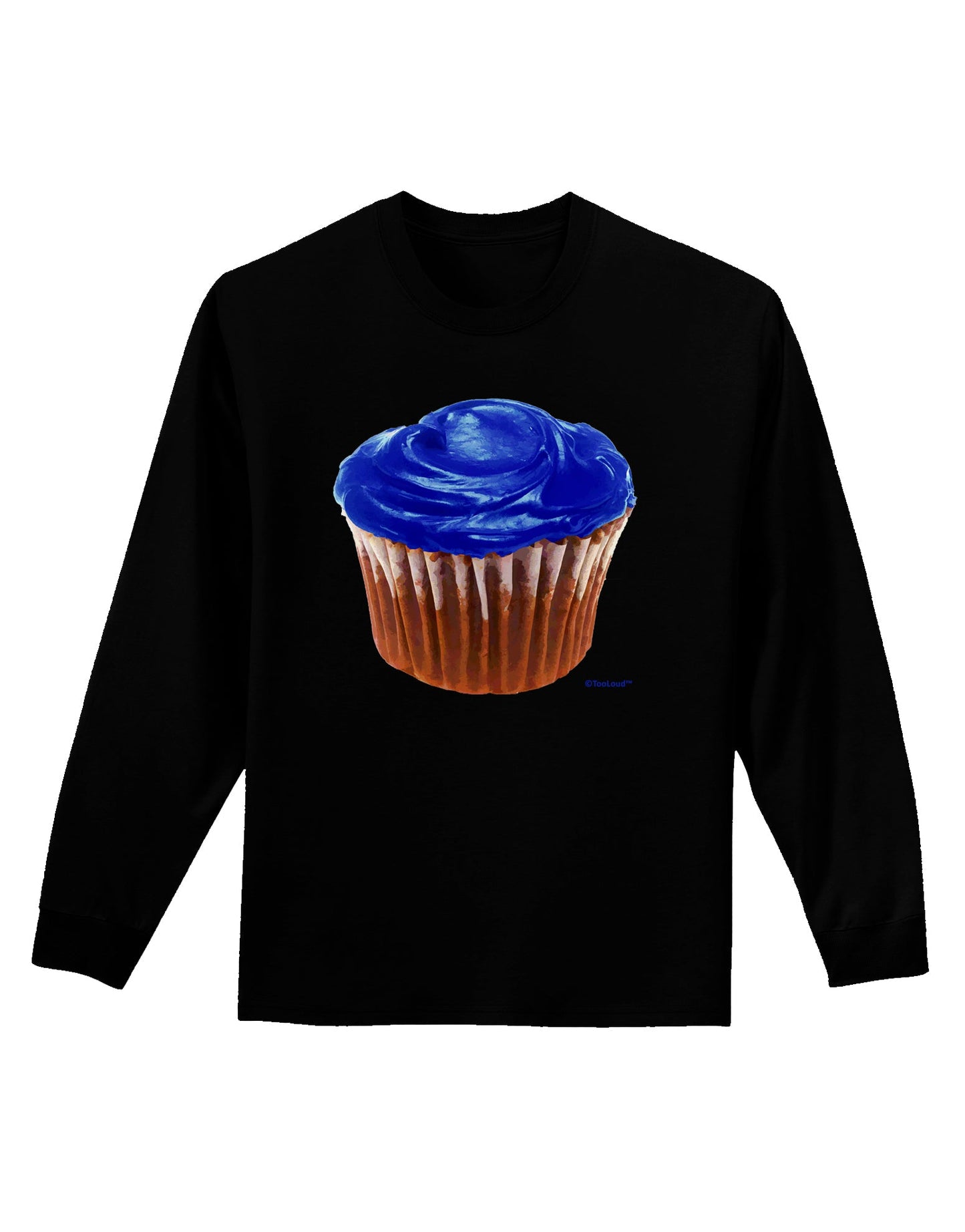 Giant Bright Blue Cupcake Adult Long Sleeve Dark T-Shirt by TooLoud-TooLoud-Black-Small-Davson Sales
