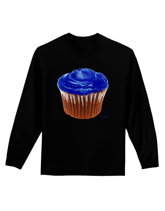 Giant Bright Blue Cupcake Adult Long Sleeve Dark T-Shirt by TooLoud-TooLoud-Black-Small-Davson Sales