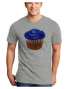 Giant Bright Blue Cupcake Adult V-Neck T-shirt by TooLoud-Mens V-Neck T-Shirt-TooLoud-HeatherGray-Small-Davson Sales