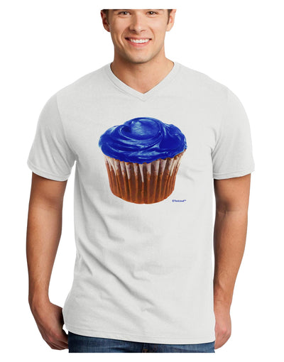 Giant Bright Blue Cupcake Adult V-Neck T-shirt by TooLoud-Mens V-Neck T-Shirt-TooLoud-White-Small-Davson Sales