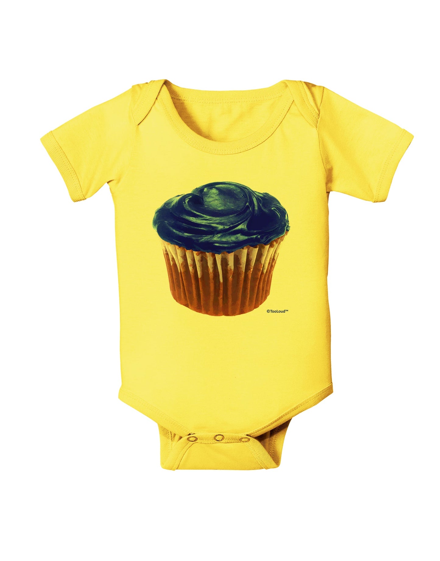 Giant Bright Blue Cupcake Baby Romper Bodysuit by TooLoud-Baby Romper-TooLoud-Yellow-06-Months-Davson Sales