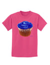 Giant Bright Blue Cupcake Childrens Dark T-Shirt by TooLoud-Childrens T-Shirt-TooLoud-Sangria-X-Small-Davson Sales