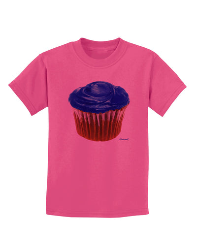 Giant Bright Blue Cupcake Childrens T-Shirt by TooLoud-Childrens T-Shirt-TooLoud-Sangria-X-Small-Davson Sales