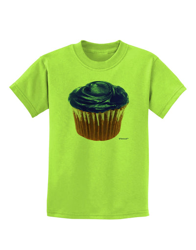 Giant Bright Blue Cupcake Childrens T-Shirt by TooLoud-Childrens T-Shirt-TooLoud-Lime-Green-X-Small-Davson Sales