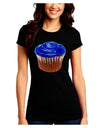 Giant Bright Blue Cupcake Juniors Crew Dark T-Shirt by TooLoud-T-Shirts Juniors Tops-TooLoud-Black-Juniors Fitted Small-Davson Sales