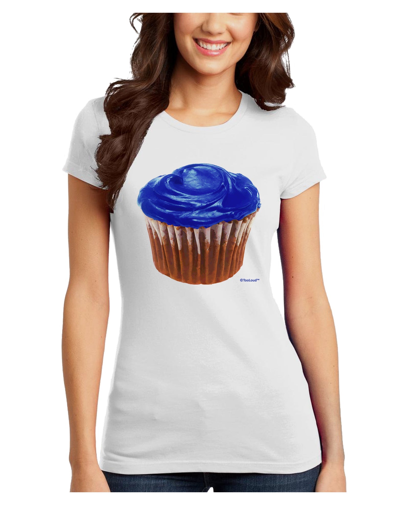 Giant Bright Blue Cupcake Juniors T-Shirt by TooLoud-Womens Juniors T-Shirt-TooLoud-White-Juniors Fitted X-Small-Davson Sales