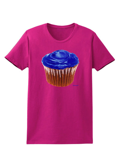 Giant Bright Blue Cupcake Womens Dark T-Shirt by TooLoud-Womens T-Shirt-TooLoud-Hot-Pink-Small-Davson Sales