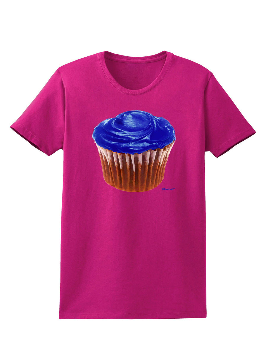 Giant Bright Blue Cupcake Womens Dark T-Shirt by TooLoud-Womens T-Shirt-TooLoud-Black-X-Small-Davson Sales