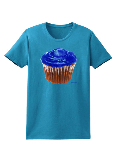 Giant Bright Blue Cupcake Womens Dark T-Shirt by TooLoud-Womens T-Shirt-TooLoud-Turquoise-X-Small-Davson Sales