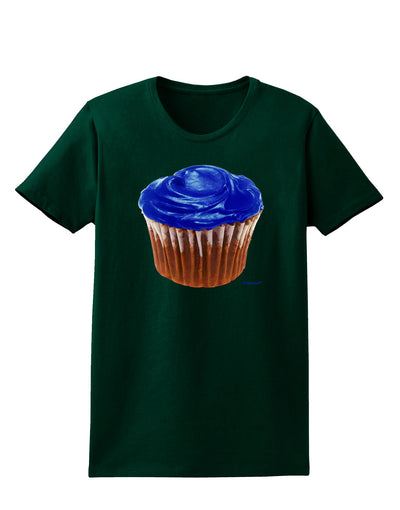 Giant Bright Blue Cupcake Womens Dark T-Shirt by TooLoud-Womens T-Shirt-TooLoud-Forest-Green-Small-Davson Sales