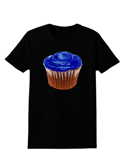 Giant Bright Blue Cupcake Womens Dark T-Shirt by TooLoud-Womens T-Shirt-TooLoud-Black-X-Small-Davson Sales