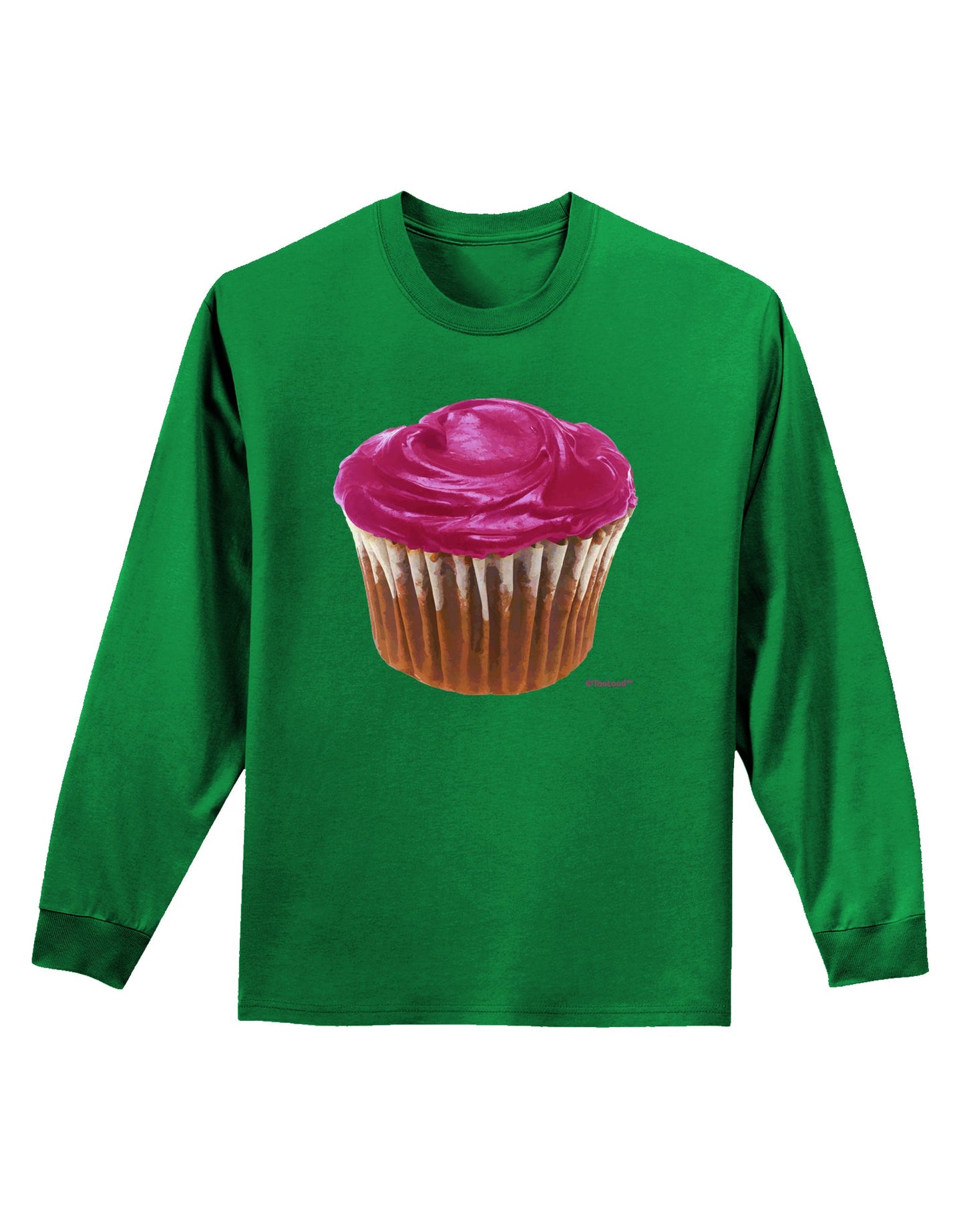 Giant Bright Pink Cupcake Adult Long Sleeve Dark T-Shirt by TooLoud-TooLoud-Kelly-Green-Small-Davson Sales