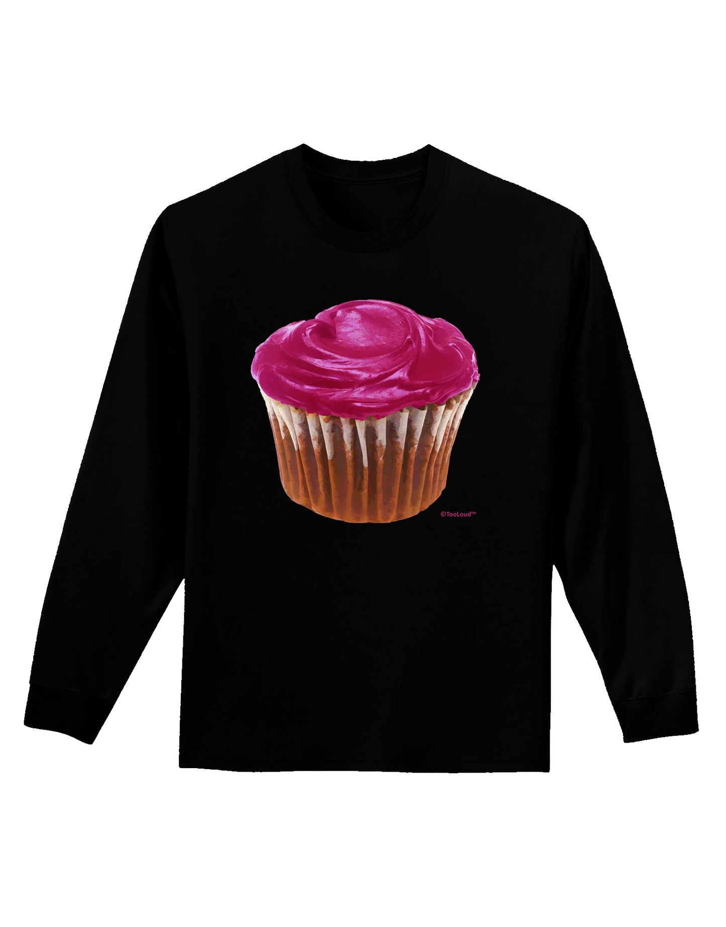 Giant Bright Pink Cupcake Adult Long Sleeve Dark T-Shirt by TooLoud-TooLoud-Black-Small-Davson Sales