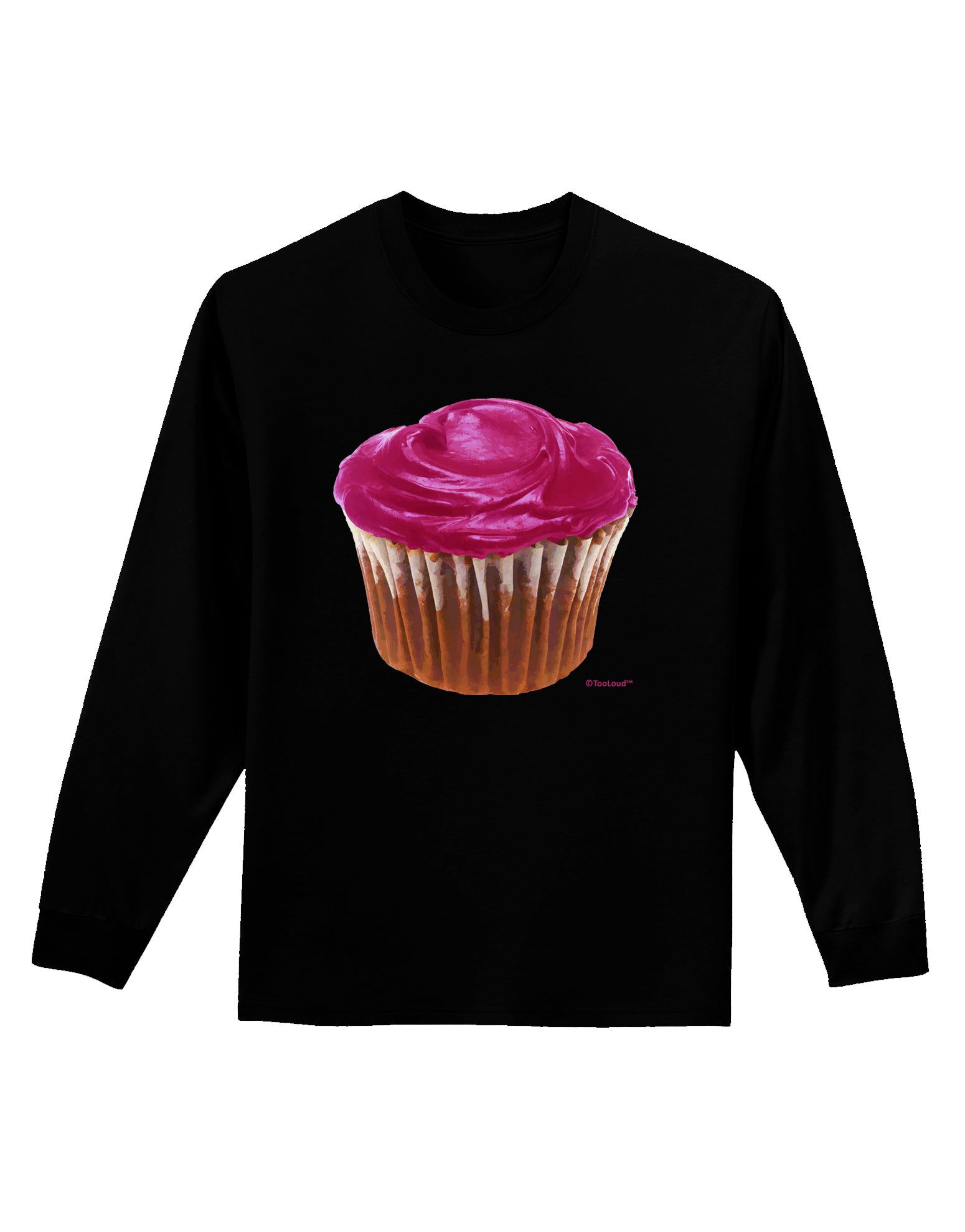 Giant Bright Pink Cupcake Adult Long Sleeve Dark T-Shirt by TooLoud-TooLoud-Black-Small-Davson Sales